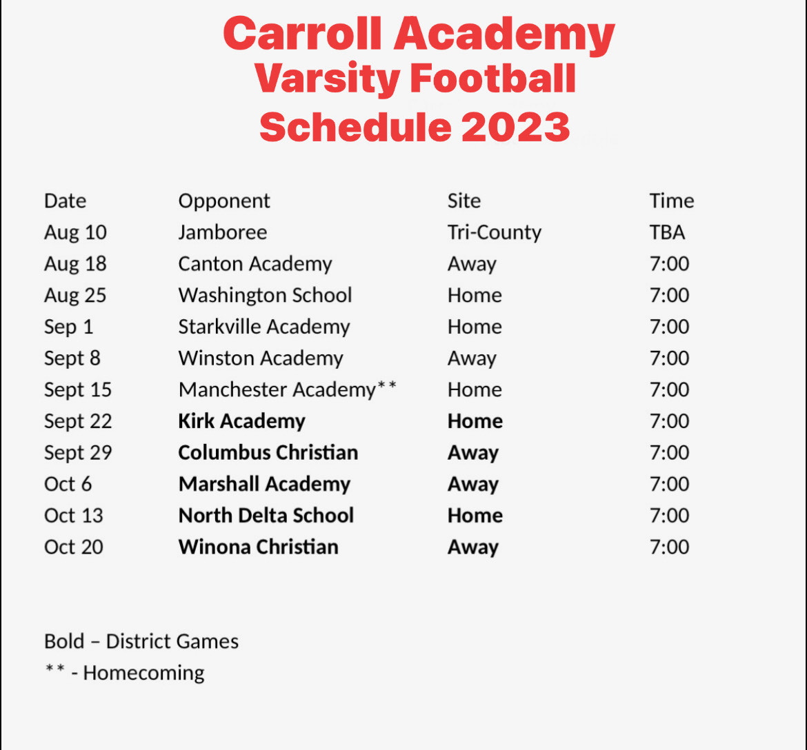 Carroll Football Schedule 2024 validité carte identité